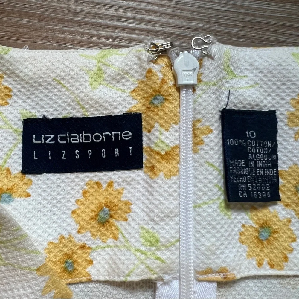 Vintage Liz Claiborne Yellow Floral Sheath Dress Size 10 cotton prairie - Picture 4 of 6